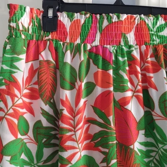 Rose & Olive Wide Leg Tropical Print Elastic Waist Pants 1X - Picture 5 of 11